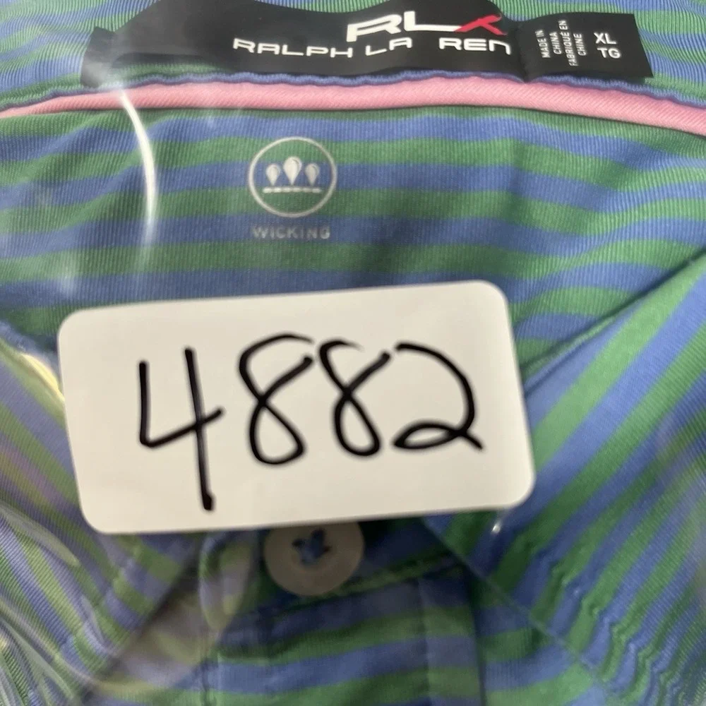 Polo Ralph Lauren RLX Polo Shirt Mens XL Striped Wicking Performance Golf